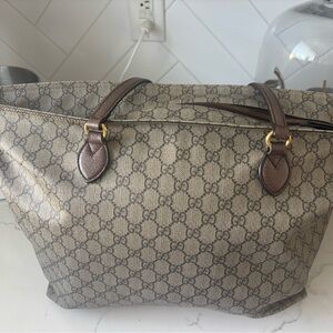 Gucci Beige and Brown Monogram Tote